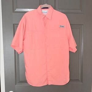 Columbia Short Sleeve Button-Up Shirt - Coral